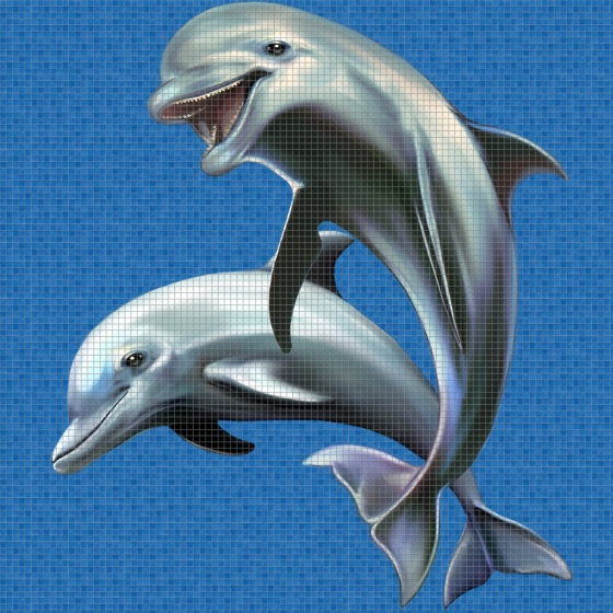 Dibujo en impresión digital Happy Dolphins en Mosaico - Ezarri